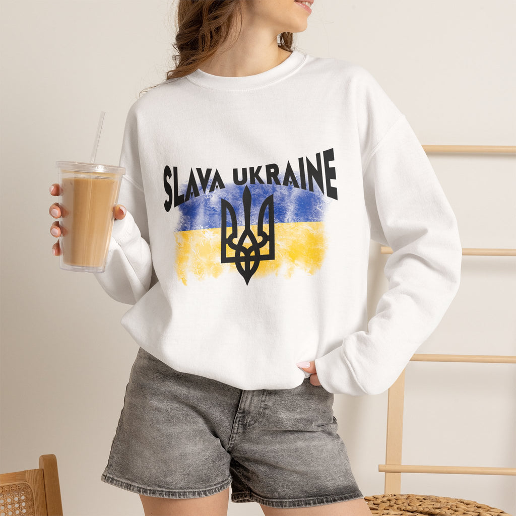 Slava Ukraine Flag Crewneck Sweatshirt